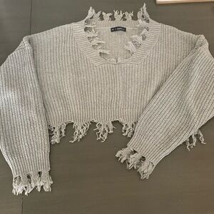 Gray crop sweater